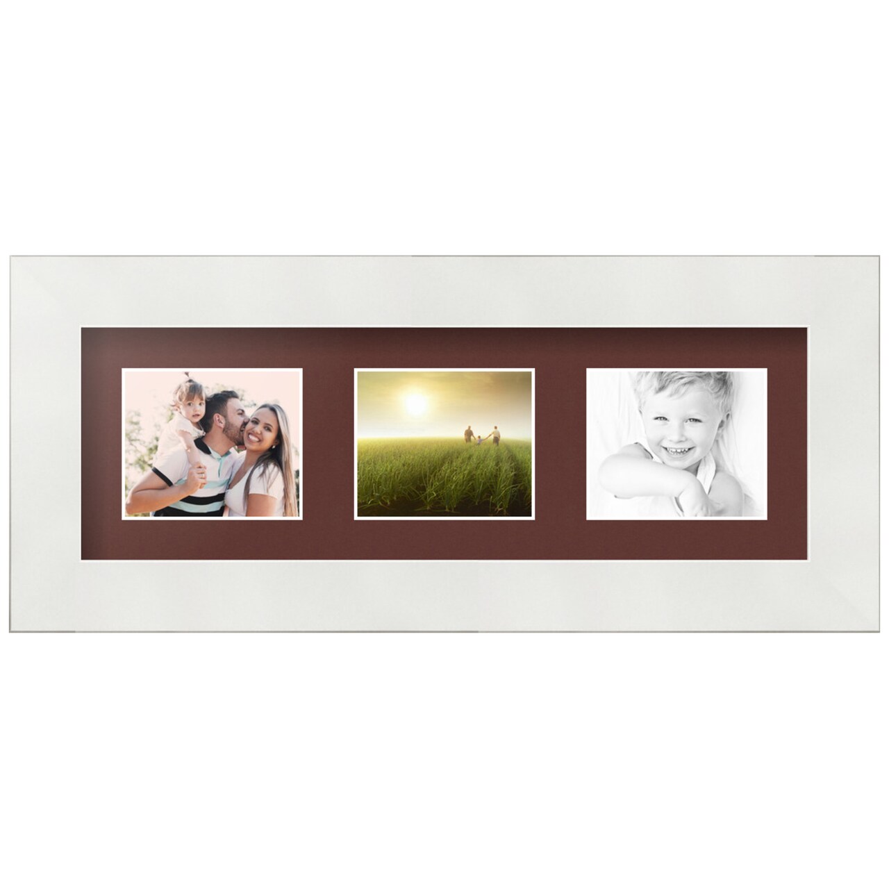 ArtToFrames Collage Photo Picture Frame with 3 - 2.5x3 inch Openings, Framed in White with Over 62 Mat Color Options and Regular Glass (CSM-3966-7649)